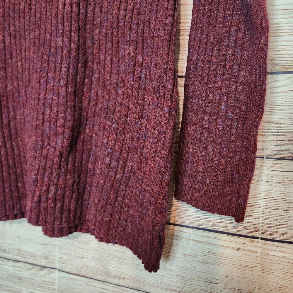 Free People Purple Ribbed Hooded Quarter Zip Wool Blend Sweater Top Size Medium - Picture 15 of 16